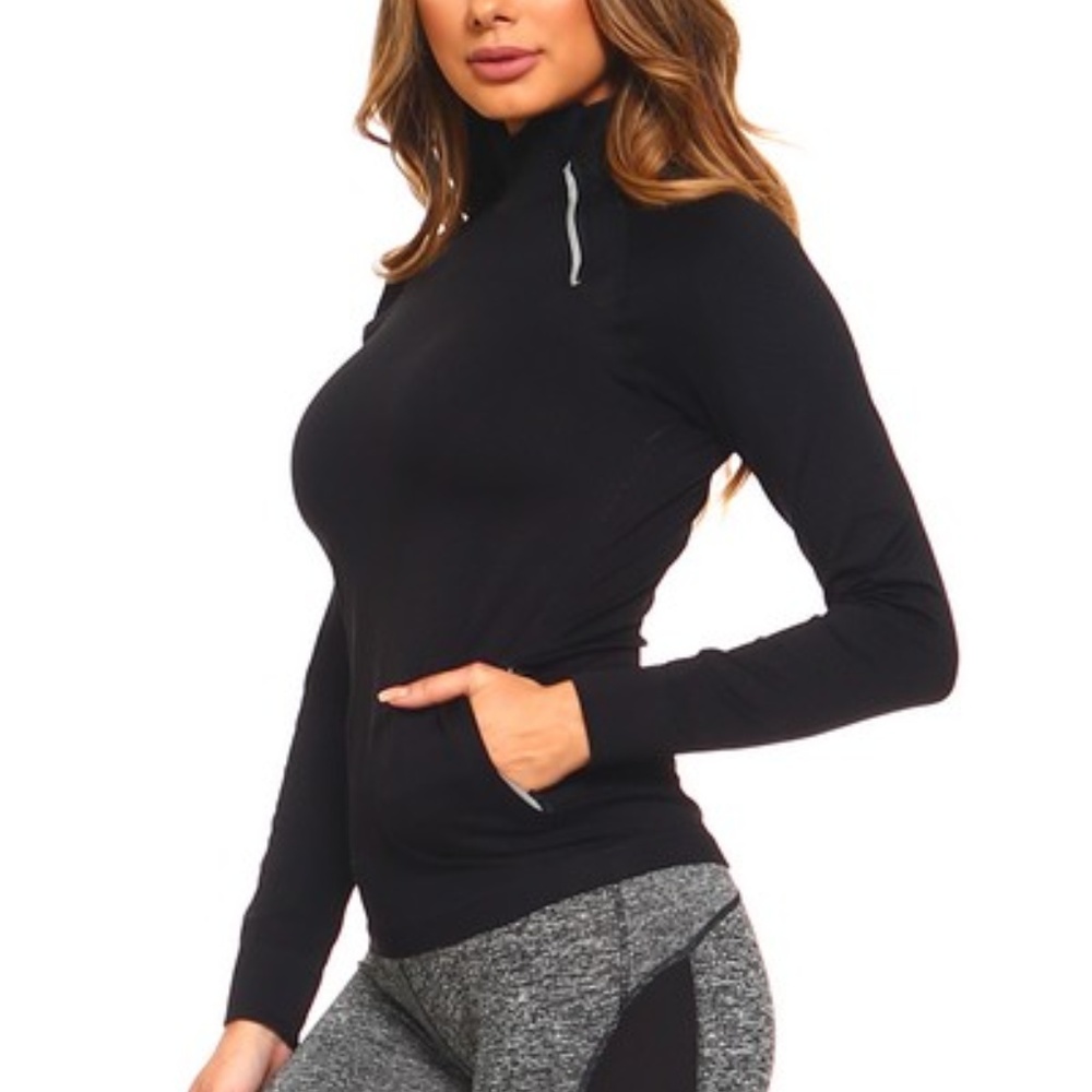 Black Performance Long Sleeve Pullover Top/Jacket